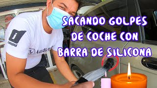 SACANDO GOLPES Abolladura DE COCHE CON SILICONA CALIENTE EN BARRA reparar abolladura [upl. by Evers853]