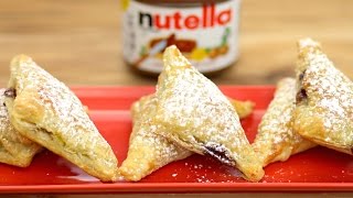 NUTELLA amp BANANA Puff Pastry Turnovers  Easy  Addictive [upl. by Inoj]