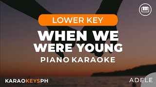 When We Were Young  Adele Lower Key  Piano Karaoke [upl. by Enerol]