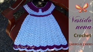 VESTIDO NIÑA a CROCHET GANCHILLO tutorial paso a paso  CROCHET GIRL DRESS step by step tutorial [upl. by Cykana76]