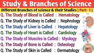 Branches of Science amp their Studies  Important 25 GK Mcq [upl. by Dnomayd550]