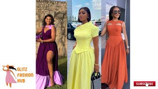 HOW TO STYLE EXOTIC LONG GOWN DESIGNS IN PLAIN FABRICS2024fashion2023fashiontrends longgowndesign [upl. by Jackelyn]