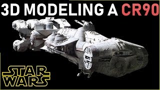 Corellian Corvette \ CR90  Modeling Starships of the Galaxy  Star Wars 3D Model Timelapse [upl. by Derte]