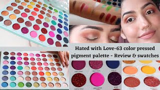 Hated with Love63 color pressed pigment palette SFR color eyeshadow palette  Review amp swatches [upl. by Sirronal]