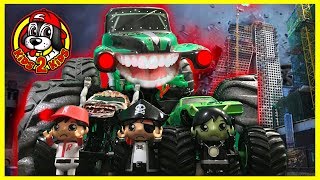 Monster Jam Toys  MEGA Grave Digger THE BIG PRANKSTER ft Gas Monkey Zombie amp Ryans World Toys [upl. by Middlesworth]