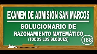 SOLUCIONARIO UNMSM 20182  RAZ MATEMATICOTODOS LOS BLOQUES  ADMISIÓN SAN MARCOS  DECO [upl. by Gert572]