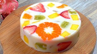 Easy Fruit Yogurt Jelly Cake Just need Fruit and Yogurt No oven No Gelatin [upl. by Atarman]