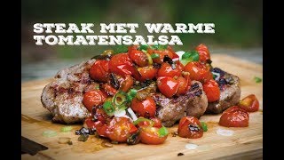 Steak met warme tomatensalsa  FireampFood TV  Glamping [upl. by Ferree]