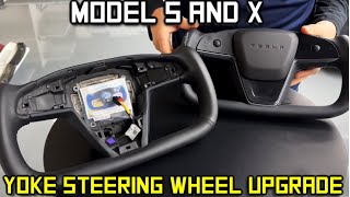 2021  Model S amp X Yoke Steering Wheel Upgrade TESLA Factory Original with real Leather [upl. by Intihw]