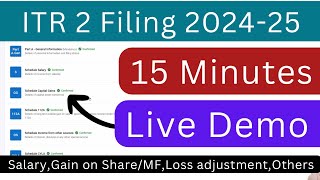 ITR 2 filing online AY 202425  How to file ITR 2 online 202425 for Salary and capital gainsloss [upl. by Ojibbob]