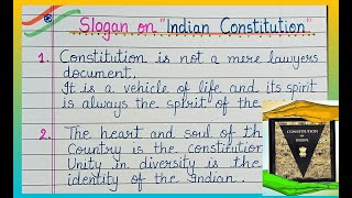 Slogan writing on Indian Constitution l National Constitution day slogan writing in English [upl. by Calder]