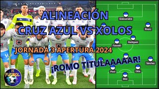 Alineación CRUZ AZUL vs Xolos  JORNADA 3 APERTURA 2024 LIGA BBVA MX [upl. by Philemon803]