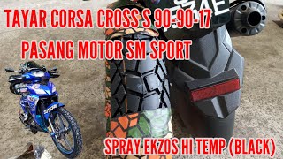 SM SPORT TAYAR CORSA CROSS S 909017 amp SPRAY EKZOS HI TEMP BLACK [upl. by Nalaf]