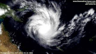 Satellite amp Radar Timelapse  Tropical Cyclone Yasi Update 10  Final [upl. by Patnode761]