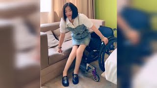 Paraplegic Young Girl Transfer from Floor to Wheelchair Alone  Strong Woman [upl. by Charlena]