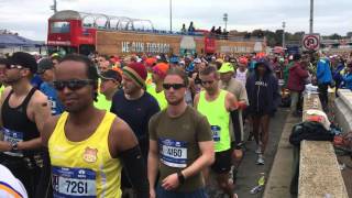 New York City Marathon 2015  The start on the Verrazano Bridge Frank Sinatra [upl. by Haag]