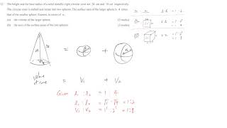 DSE maths Canotta Mock 2021 Medium paper1 12 Area and Volume [upl. by Dez322]