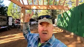 Installing the tongue and groove planks on the porte cochere  Building your own house [upl. by Brannon520]