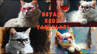 Ben Sütlaç Beyaz Kedi Tabloları kedi kediler kedivideoları keşfetbeniöneçıkar keşfet music [upl. by Einyaj]