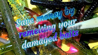 SAVE MONEY BY REMELTING YOUR DAMAGED SOFT PLASTICS baitmaking [upl. by Photima]