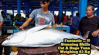 Fantastic‼️🔥 Amazing Skills Cut Large Tuna Fish Weighing 63 Kg [upl. by Nate]