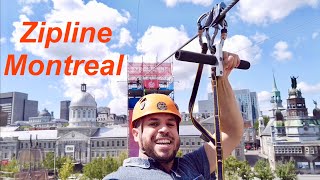 MTL Zipline on Old Port Canada 🇨🇦  Tyrolienne Montréal au VieuxPort  4K [upl. by Ruford]