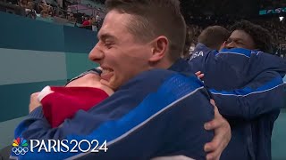 Team USA Japan celebrate their medals in men’s team gymnastics competition  Paris Olympics [upl. by Mady]