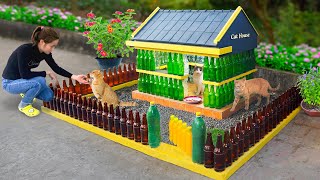 Create new life for old glass bottles  DIY cat house  Recycle project [upl. by Turrell]