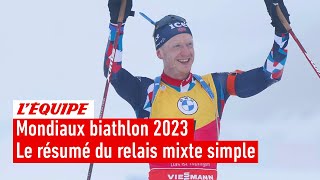 Mondiaux biathlon 2023  La Norvège sacrée sur le relais mixte simple la France 5e [upl. by Atteloiv]