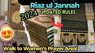 LADIES 2024 Riaz Ul Jannah Step by Step Details Walk to Womens Prayer Area in Masjid Nabawi [upl. by Enniroc]