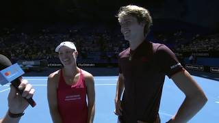 Angelique Kerber and Alexander Zverev oncourt interview RR  Mastercard Hopman Cup 2018 [upl. by Aspasia]