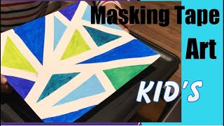 Masking Tape Art on Cardstock paper ।।Abstract Painting with Masking Tape Kid’s Easy Painting [upl. by Enyaw]