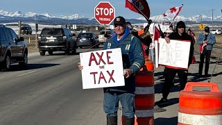 Protestors gather near Calgary to ‘Axe the Carbon Tax’ after fuel increase [upl. by Tracee]