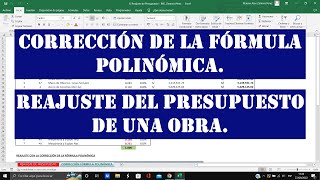 Cálculo del REAJUSTE de PRESUPUESTO para VALORIZACIÓN de OBRA  Excel  2024 [upl. by Michell]