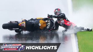 INSANE Motorcycle Race In The Rain MotoAmerica HONOS Superbike Race 1 Highlights at Alabama 2021 [upl. by Forward]