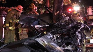 Quadruple Fatal Crash  Northridge RAW FOOTAGE [upl. by Haskins]