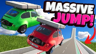 Jumping Flying Cars Off the BIGGEST RAMP in BeamNG Drive Mods Multiplayer [upl. by Aciruam475]