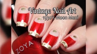 Vintage Half Moon Manicure  Easy Nail Art Tutorial [upl. by Evad]