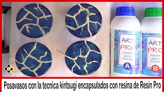 Posavasos con la tecnica kintsugi encapsulados con resina de Resin Pro [upl. by Aihsenat]