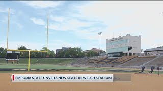 Emporia State replaces old Arrowhead Stadium seats with over 900 new seatbacks [upl. by Demah]