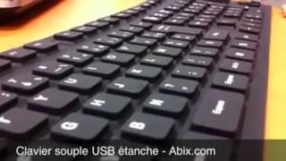 Clavier silicone noir USB étanche avec souris integrée  ABIXfr [upl. by Yenwat]