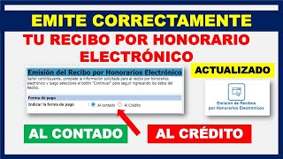 ACTUALIZADO ¿Cómo emitir un recibo por honorario electrónico AL CONTADO Y AL CRÉDITO 2021 SUNAT [upl. by Bozovich]