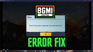 BGMI ERROR CODE RESTRICT AREA FIX [upl. by Retloc525]