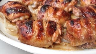 Sweet Hot Mustard Chicken Thighs  Baked Chicken Recipe [upl. by Edla832]