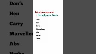 Trick to remember metaphysical Poets [upl. by Gerrilee177]