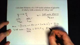 Convert molality to molarity of a glycerin solution  How to from m to M [upl. by Hutner]