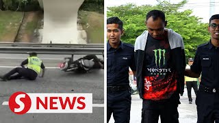 Motorcyclist in viral video fined RM5000 for crashing into JPJ officer [upl. by Albion]