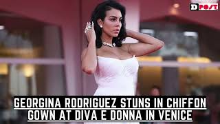 Georgina Rodriguez stuns in chiffon gown at Diva E Donna in Venice [upl. by Anowahs603]