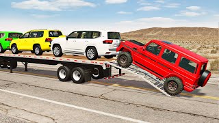 Flatbed Truck Mcqueen  Transportation with Truck  Pothole vs Car 177  BeamNGDrive [upl. by Atikkin]