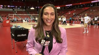 Lauren Carlini previews Wisconsins match with Marquette at the Kohl Center [upl. by Wilfrid]